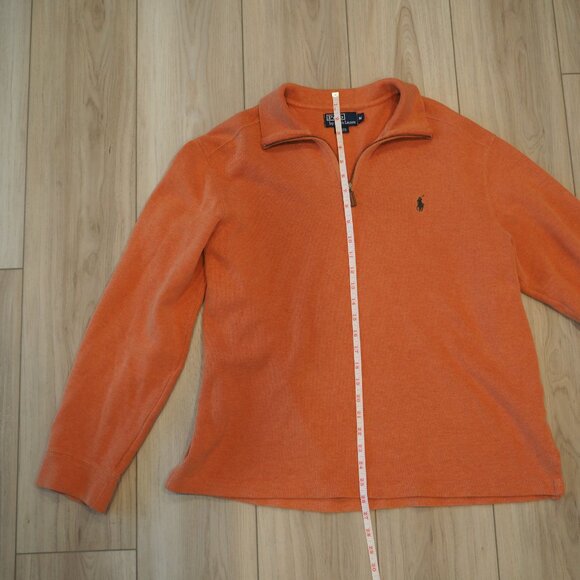Polo by Ralph Lauren Men's Rust Orange Quarter-zip Sweater sz Medium 100% Cotton - Picture 15 of 15